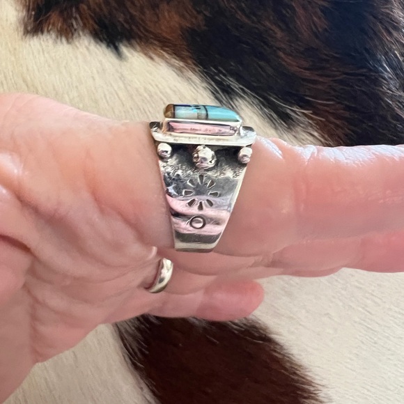 ❤️ Signed 925 Zuni Galaxy Micro Inlaid Pueblo Ring Sz 9.5 Native “Z” Unisex 8.3G - Picture 5 of 13